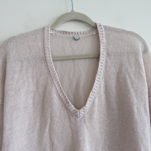 MARGARET O'LEARY 100% Linen Loose Fit Knit Sweater Neutral Tan Beachy - Size S - Picture 4 of 16